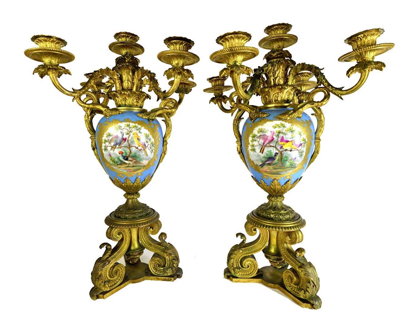 Appraisal: A pair of French ormolu mounted Sevres style porcelain five