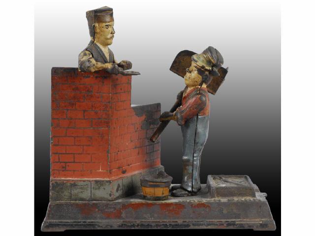 Appraisal: Cast Iron Mason Mechanical Bank Description Manufactured by Shephard Hardware