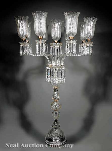 Appraisal: An Osler-Style Cut Glass Nine-Light Torch re the diamond cut