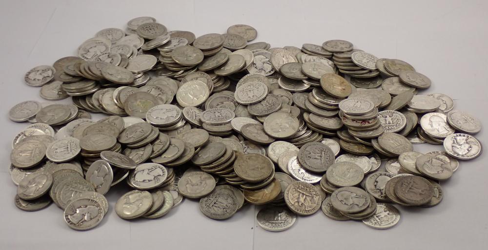 Appraisal: U S WASHINGTON SILVER QUARTERS COLLECTION approximately pre- coins of