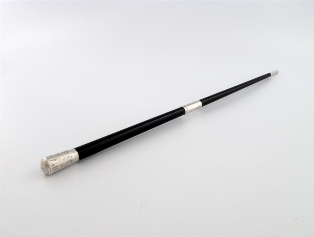 Appraisal: A silver mounted ebony conductor s baton