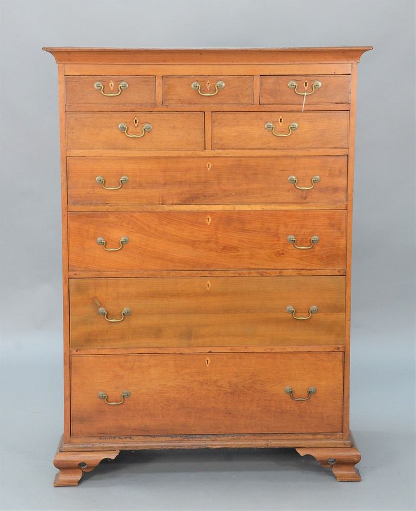 Appraisal: Chippendale Cherry Tall Chest having large cornice molding over three