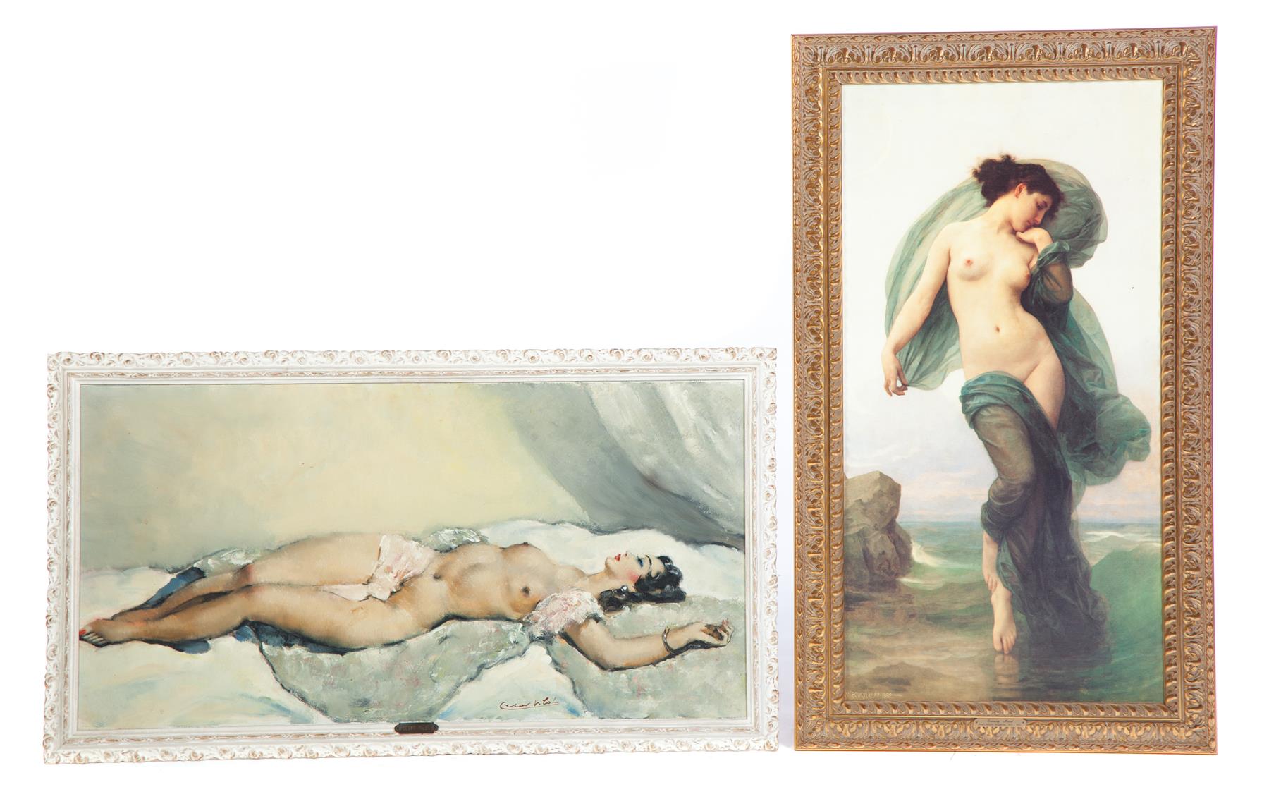 Appraisal: TWO FRAMED NUDES ONE IS SIGNED CESAR VILOT TH CENTURY