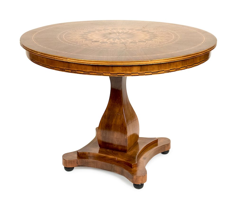 Appraisal: A Continental Parquetry Tilt-Top Table A Continental Parquetry Tilt-Top Table