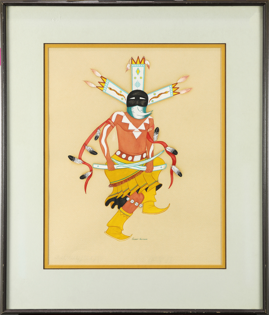 Appraisal: GOUACHE GILBERT NASEYOWMA Gilbert Naseyowma Native American th century Kachina