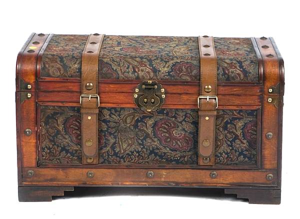 Appraisal: A pair of French style tapestry decorated trunks height in