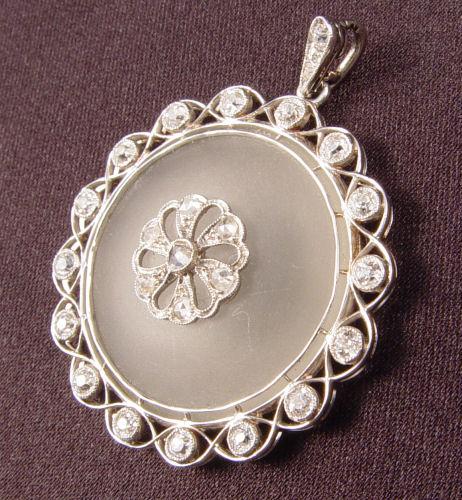 Appraisal: PERIOD PLATINUM DIAMOND PENDANT Circa - Platinum pendant contains round