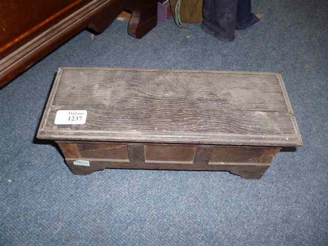 Appraisal: AN OLD OAK MINIATURE COFFER wide