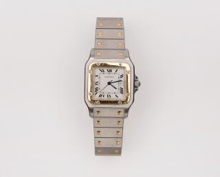 Appraisal: CARTIER K Yellow Gold and Stainless Steel Santos Wristwatch K