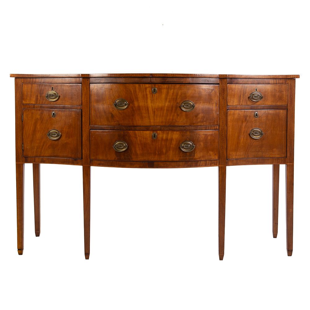 Appraisal: Federal Mahogany Inlaid Sideboard Massachusetts circa with shaped top having