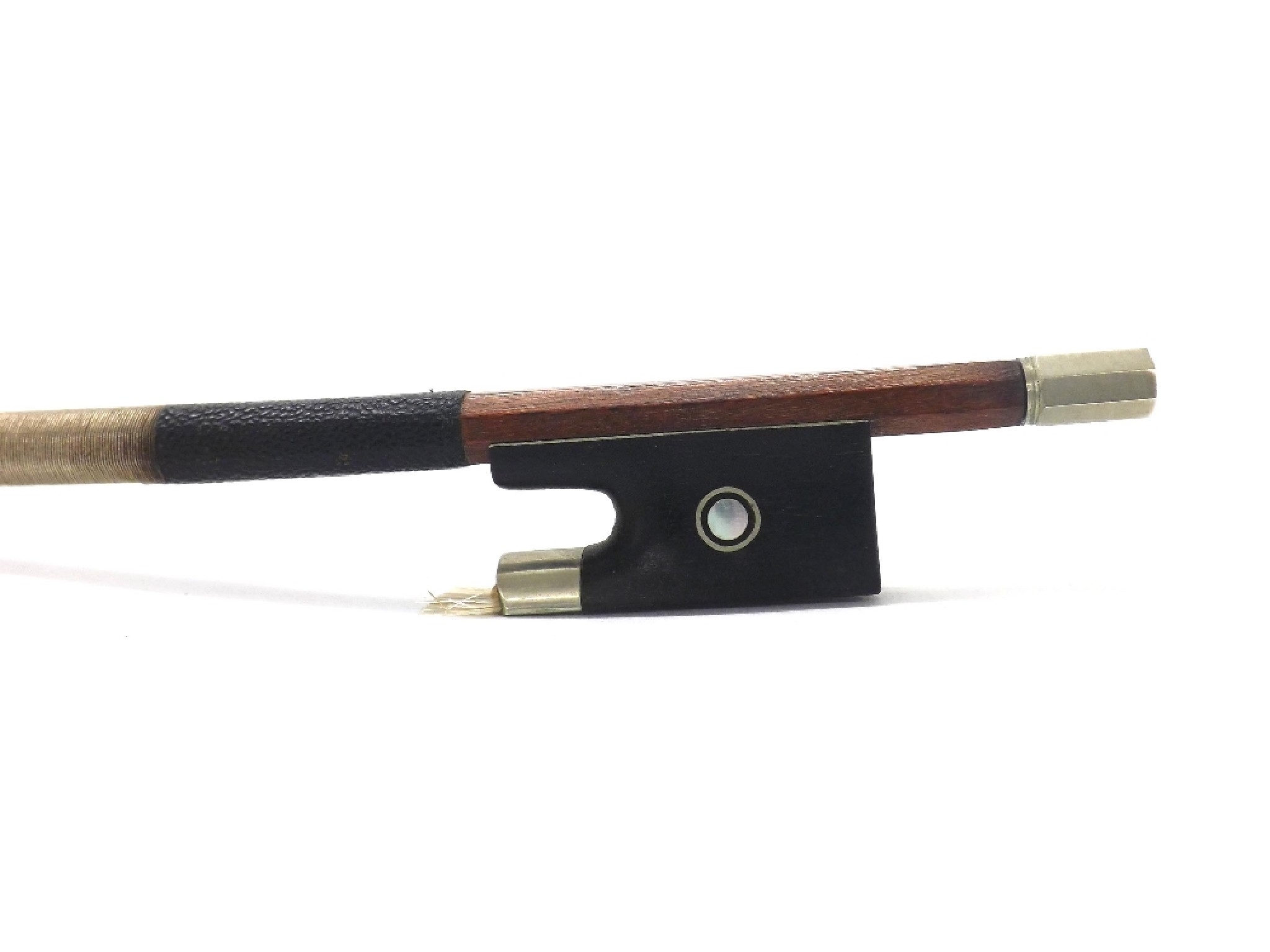 Appraisal: French nickel mounted violin bow by Laberte unstamped the stick