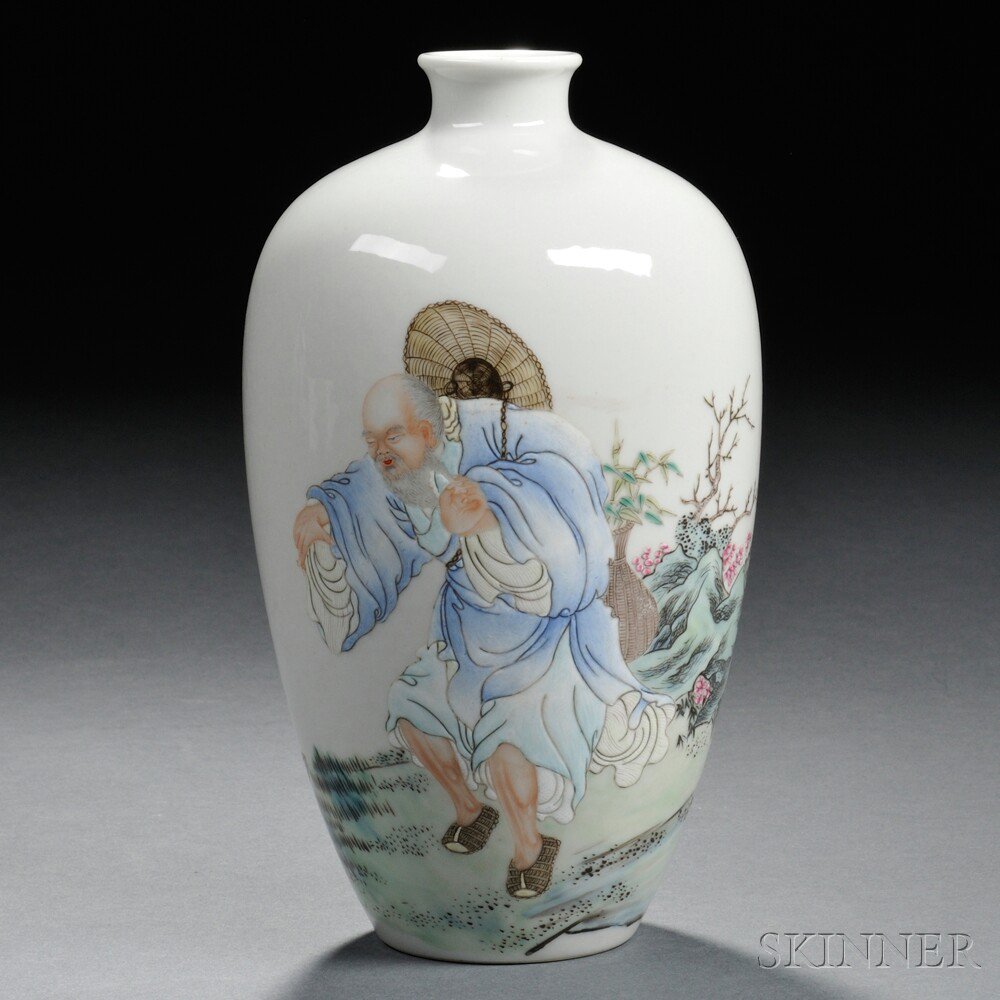 Appraisal: Famille Rose Vase China meiping shape depicting an old man