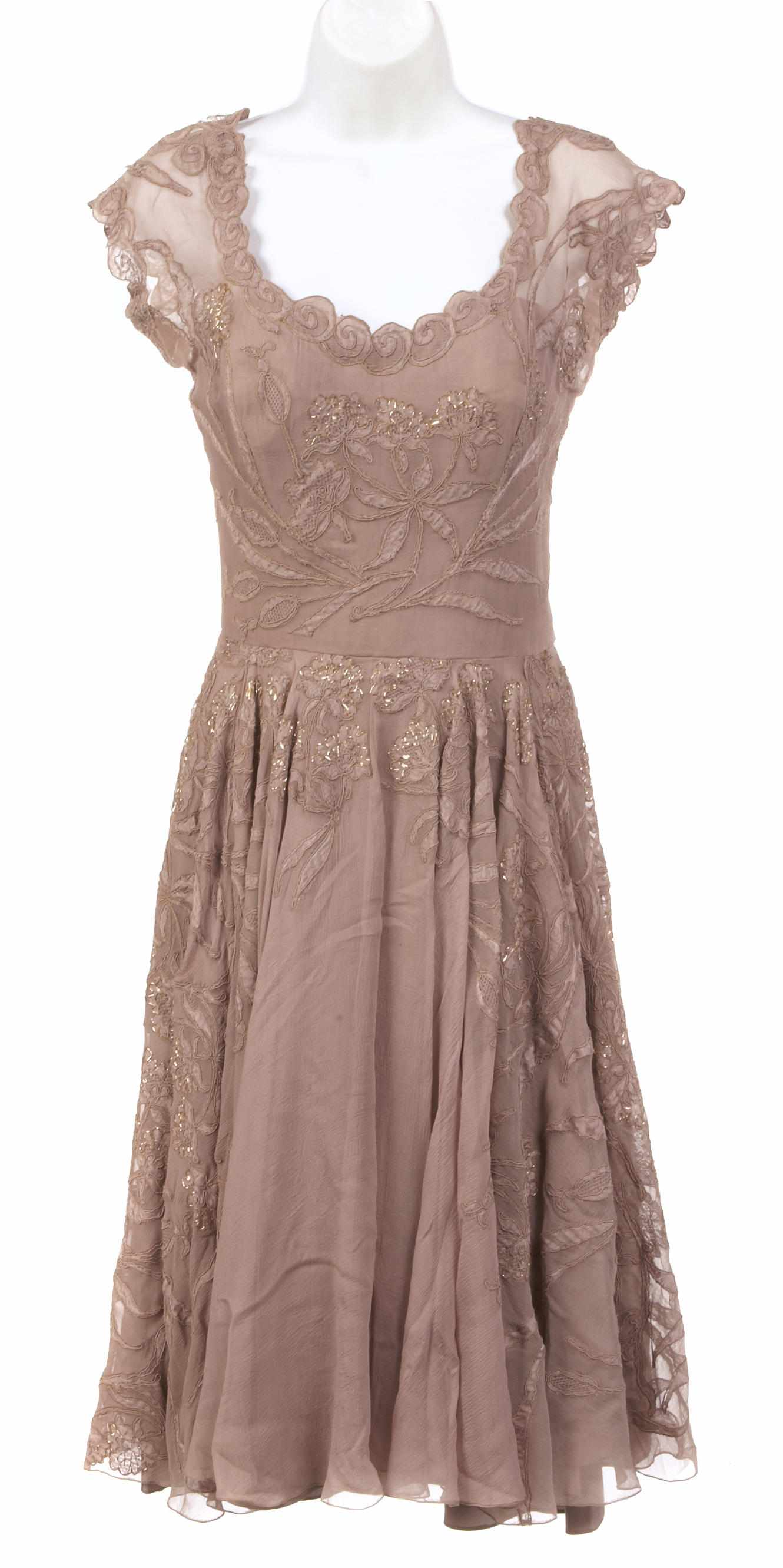 Appraisal: A Don Loper gold lace and taupe chiffon dress together