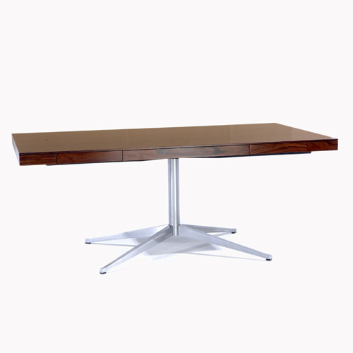 Appraisal: FLORENCE KNOLL KNOLL Rosewood partners' desk on steel pedestal base