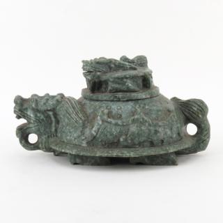 Appraisal: Chinese Stone Carved Figural Dragon Censer Chinese Stone Carved Figural