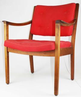 Appraisal: Pair of Gunlocke Co tufted walnut mid century arm chairs