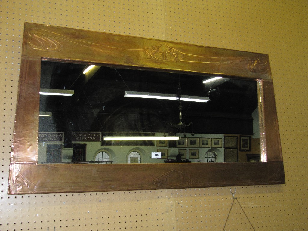 Appraisal: Art Nouveau style copper framed wall mirror