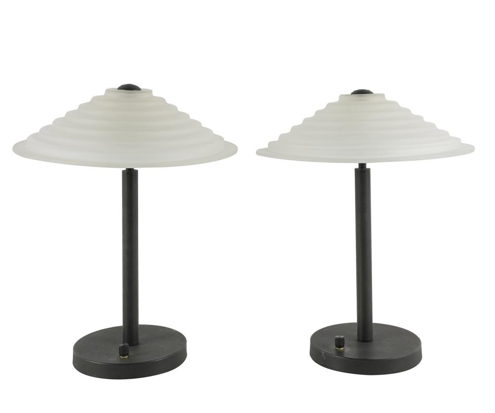 Appraisal: PAIR OF ART DECO-STYLE TABLE LAMPS st century frosted glass