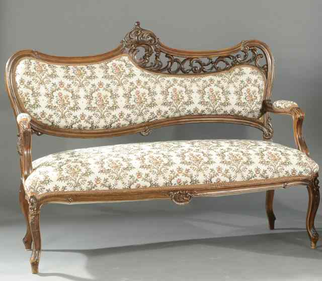 Appraisal: LOUIS XV STYLE MAHOGANY SETTEE French c having a carved