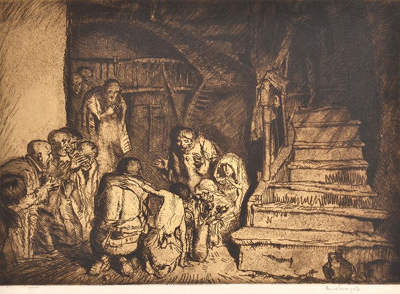 Appraisal: FRANK BRANGWYN British - The Story Teller etching x cm