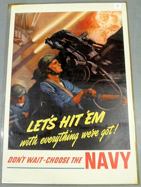 Appraisal: - World War II Navy recruiting poster- Let s Hit