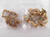 Appraisal: Two antique carat gold turquoise and seed pearl bracelets each