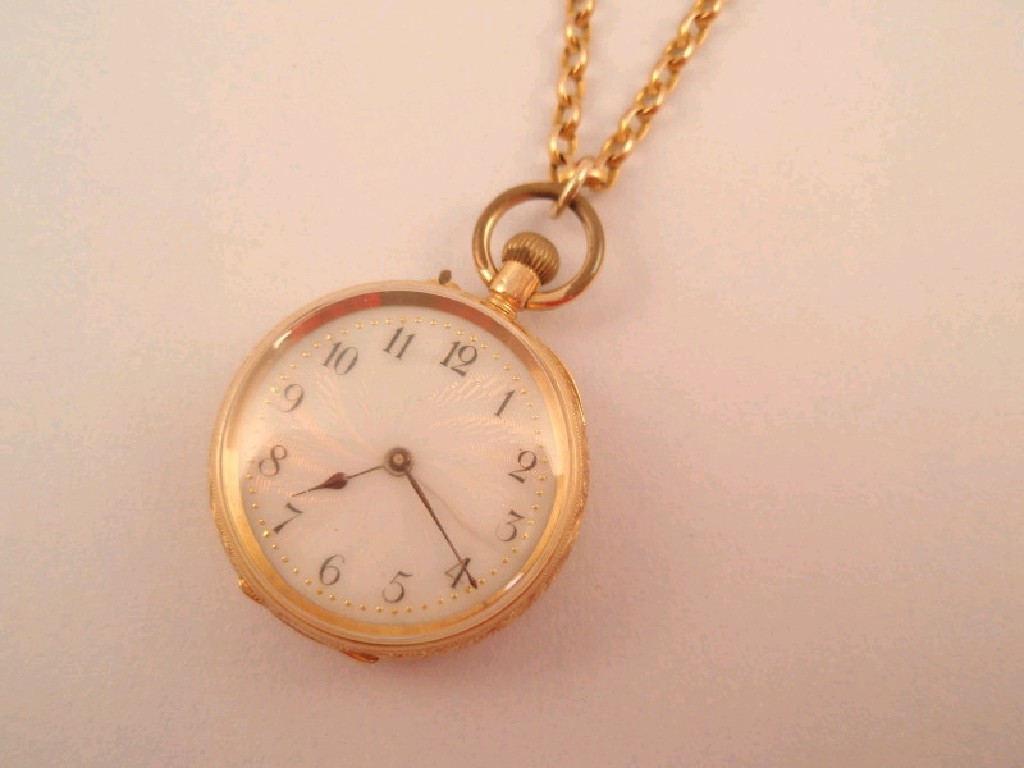 Appraisal: An ct gold cased fob watch on a belcher chain