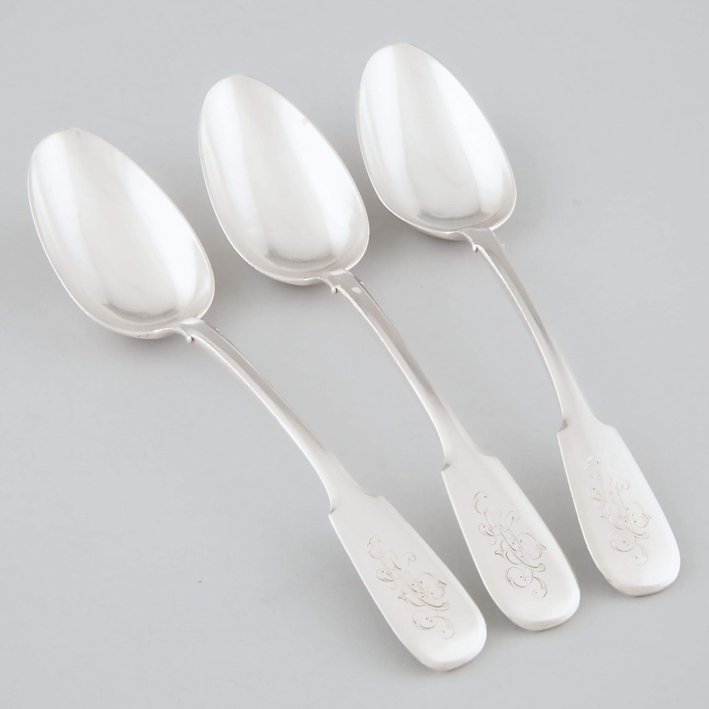 Appraisal: Three Russian Silver Fiddle Pattern Table Spoons Karl Faberg Moscow