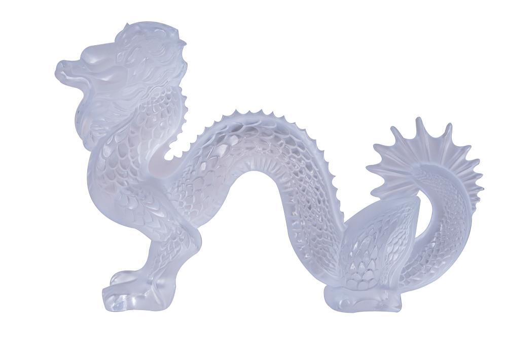 Appraisal: LALIQUE GLASS DRAGON FIGUREsigned in script to side of rear