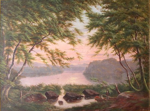 Appraisal: Artist WT Title Rowboat at Edge of Stream Date Medium