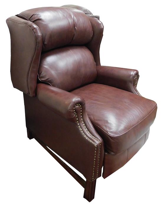 Appraisal: Haining Home Point China leather recliner four straight molded legs