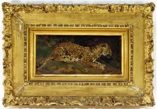 Appraisal: Hugo Bruel O C Study of a Leopard Painting RHODE