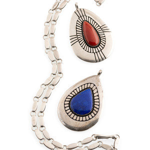 Appraisal: Julian Lovato Kewa - Sterling Silver Pendants AND Link Necklace