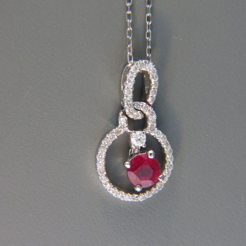 Appraisal: Ruby Diamond Pendant rich red gem surrounded by diamonds carat