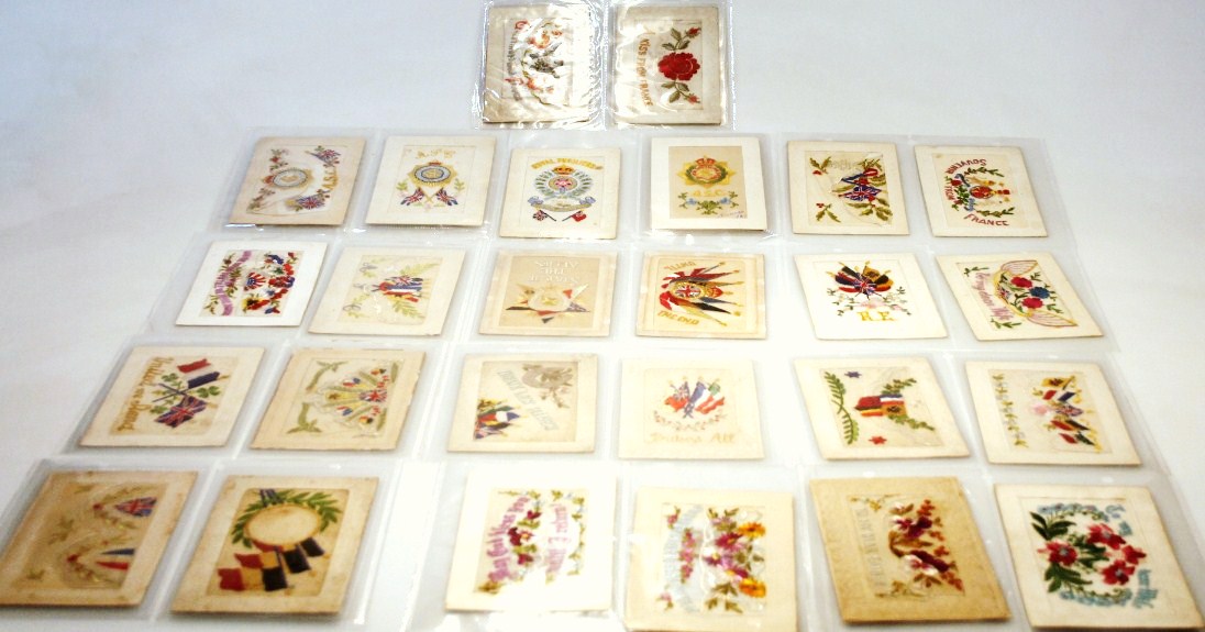 Appraisal: Twenty Two WWI embroidered postcards many with raised textured floral