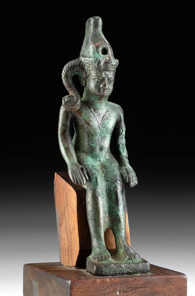 Appraisal: Egyptian Leaded Bronze Seated Horus Harpokrates Ancient Egypt Late Dynastic