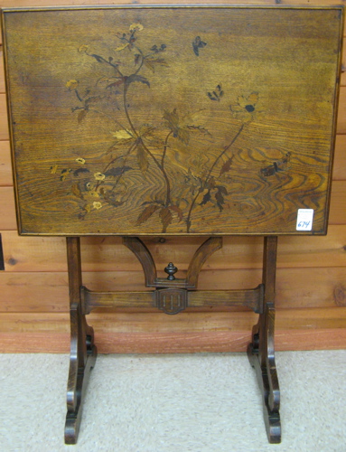 Appraisal: MARQUETRY TABLE AFTER THE WORKS OF EMILE GALLE French -