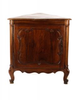 Appraisal: Provincial Walnut Louis XV Style Corner Cabinet French th century