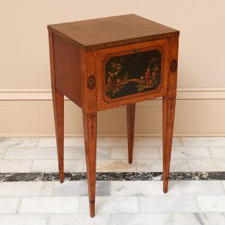 Appraisal: Dutch satinwood and lacquer table de nuit Dutch satinwood and