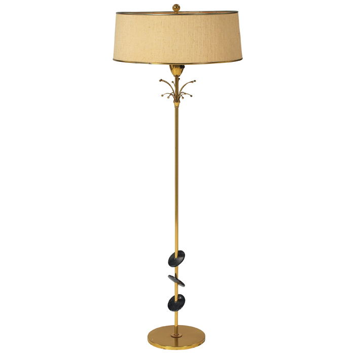 Appraisal: Rembrandt floor lamp s brass three black metal discs set