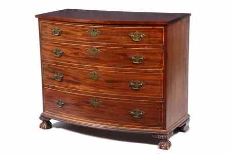 Appraisal: CHEST OF DRAWERS - Chippendale period mahogany graduated bow front