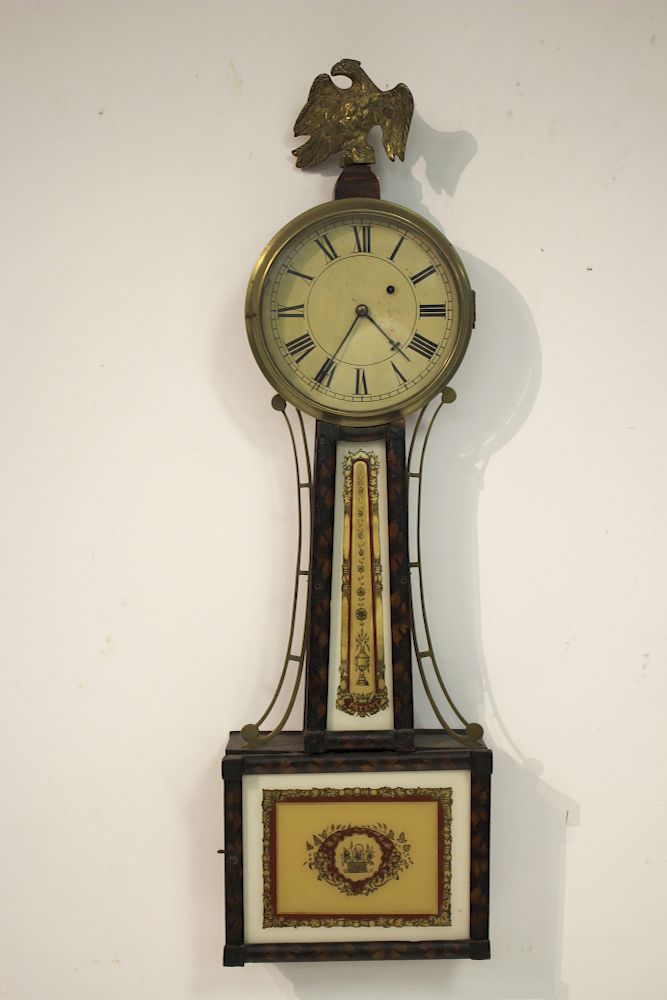 Appraisal: New Hampshire Banjo Clock attr Levin Hutchins unsigned attribution based