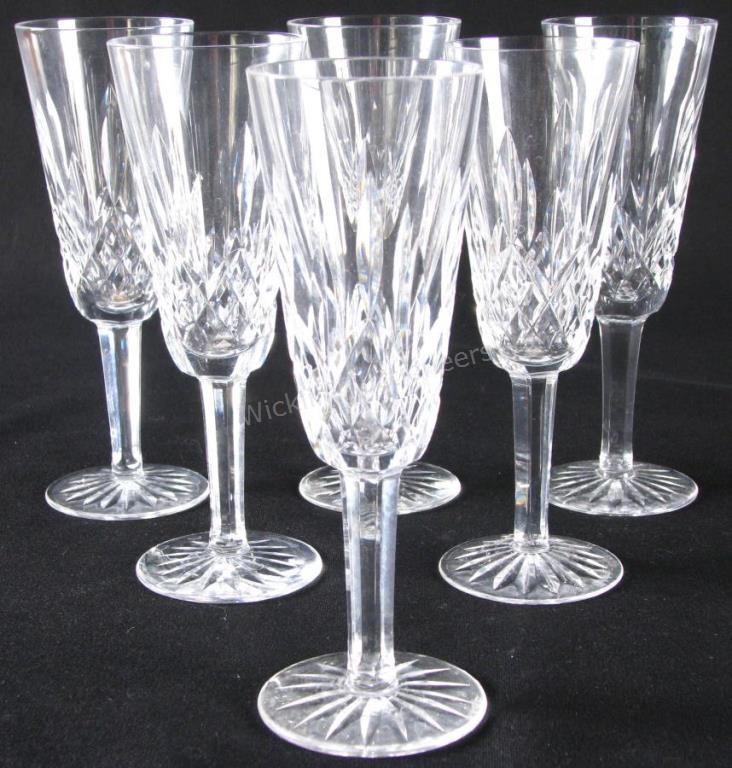 Appraisal: Set of Six Waterford 'Lismore' Champagne Flutes cut foot design