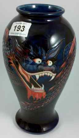 Appraisal: Moorcroft Vase Decorated with a Dragon on Blue Background First