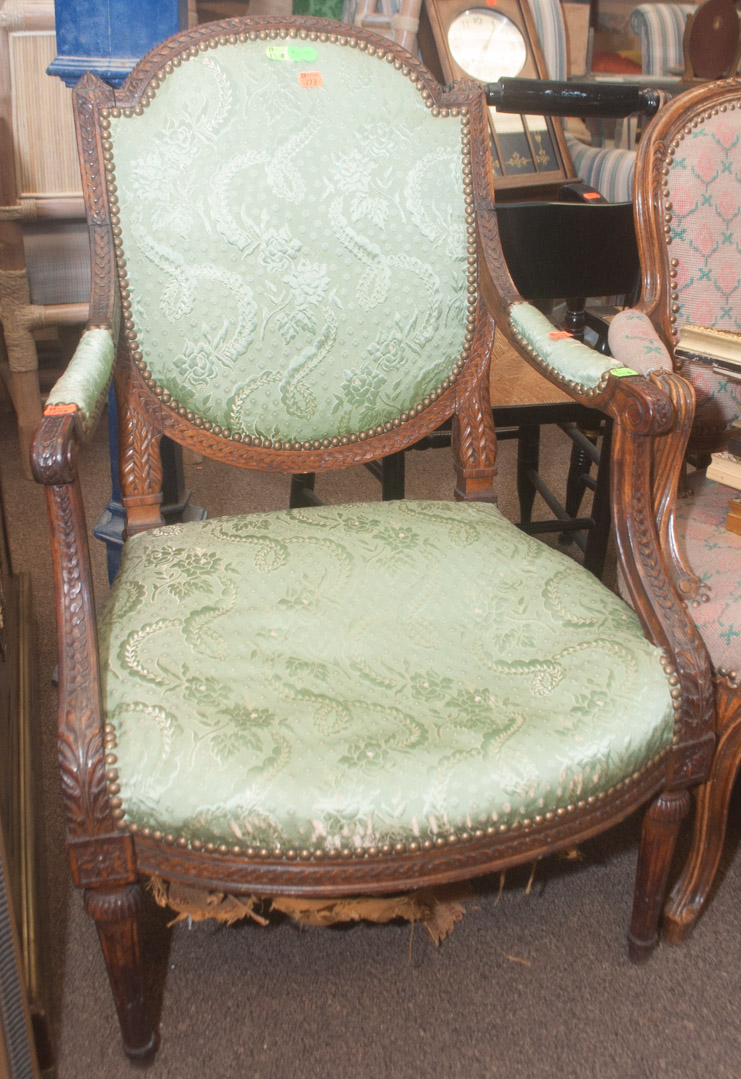 Appraisal: Carved upholstered armchair Undernumber