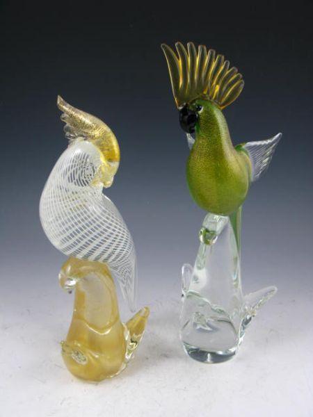 Appraisal: Two Italian Art Glass Bird Figures unsigned probably Murano in