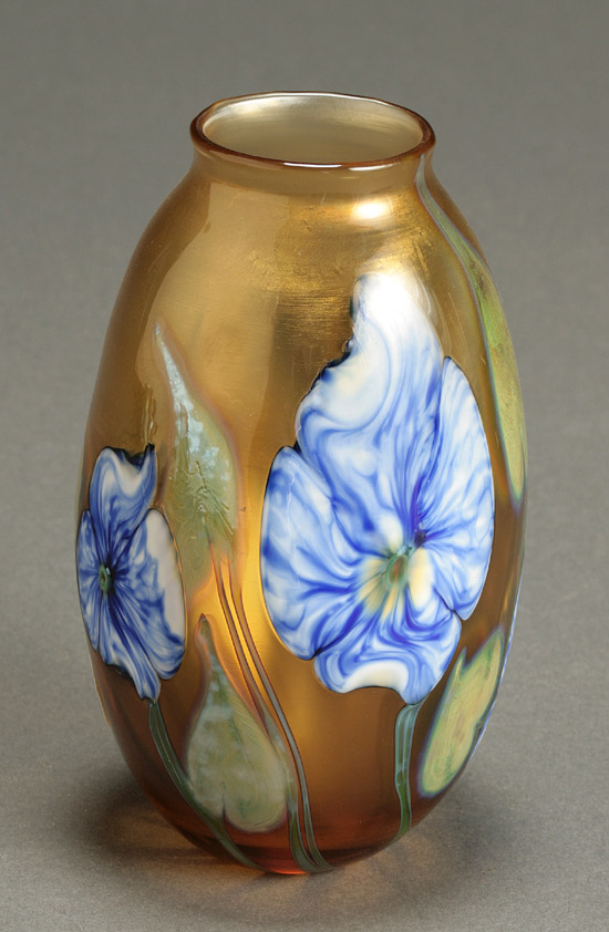 Appraisal: Charles Lotton 'Multi Flora' Iridescent Glass Vase Dated Having an