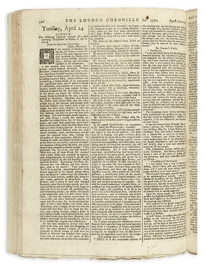 Appraisal: AMERICAN REVOLUTION--PRELUDE A bound run of the London Chronicle with