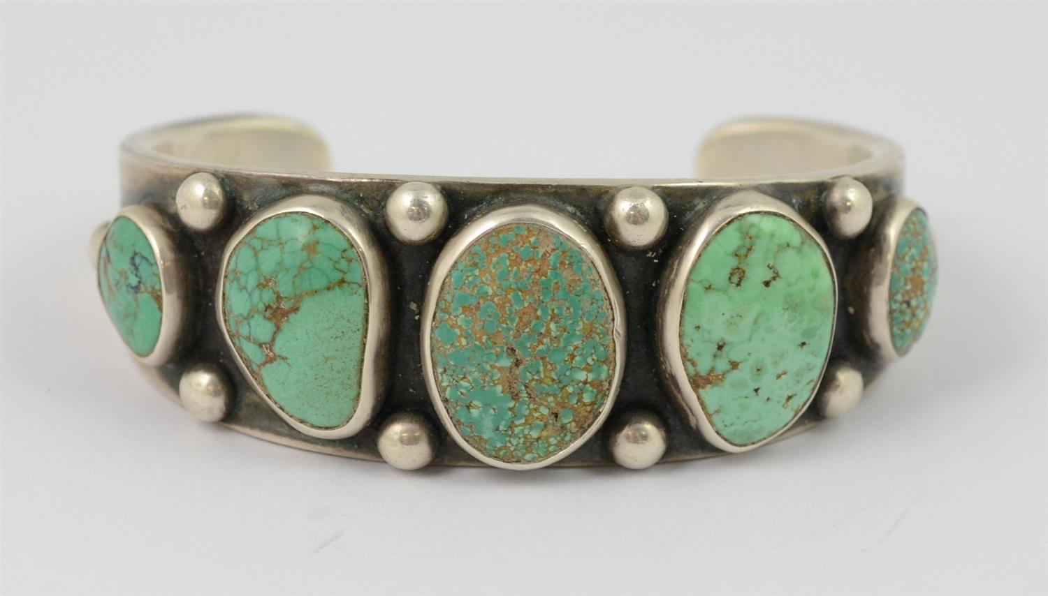 Appraisal: Czar Navajo sterling cuff bracelet set with high quality cabochon