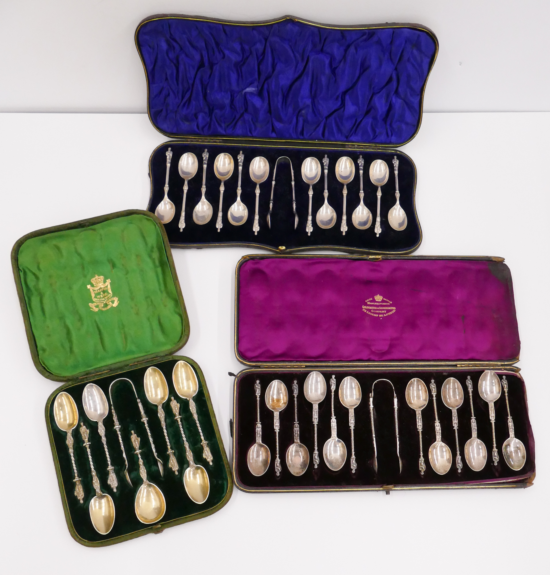 Appraisal: Sets English Sterling Figure Top Teaspoons Includes pc Set with